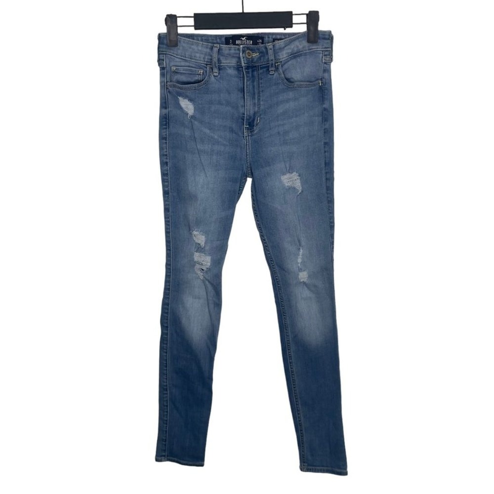 Hollister High-Rise Super Skinny Distressed Blue Jeans Size 3S W26 L28